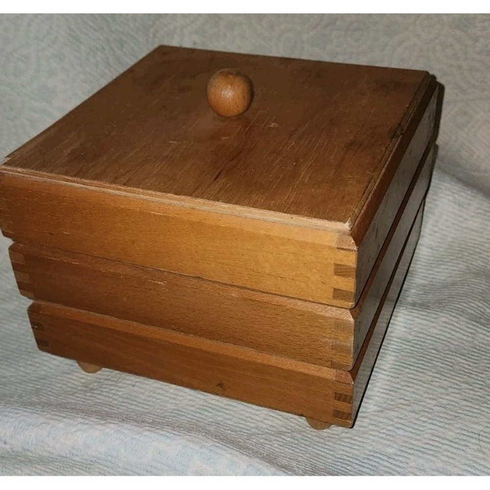 Hold Everything Stacking Jewelry Box Wood Grannycore Organizer Vtg Y2K Poland